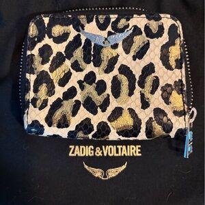Zadig & Voltaire Gold and Black Leopard Wallet